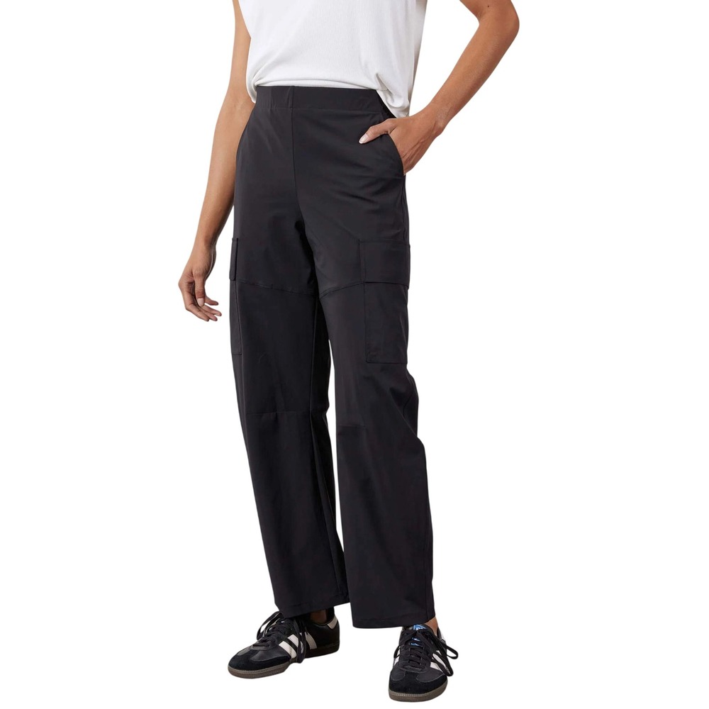 Ruti The New Age Utility Pants Womens 00 XS Black Wide Leg Cargo Travel Stretch